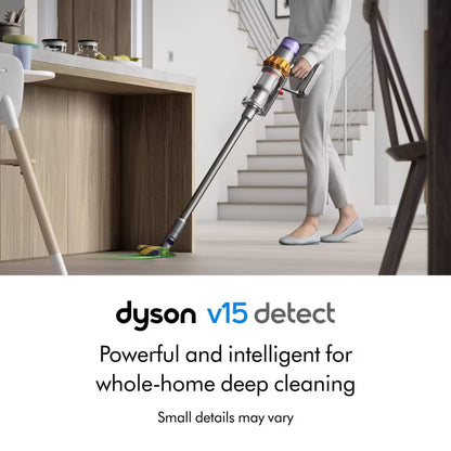 Dyson Detect Cordless Stick Vacuum V15 9.8" Cleaning Path Yellow/Silver